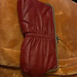Red Leather Frame Clutch